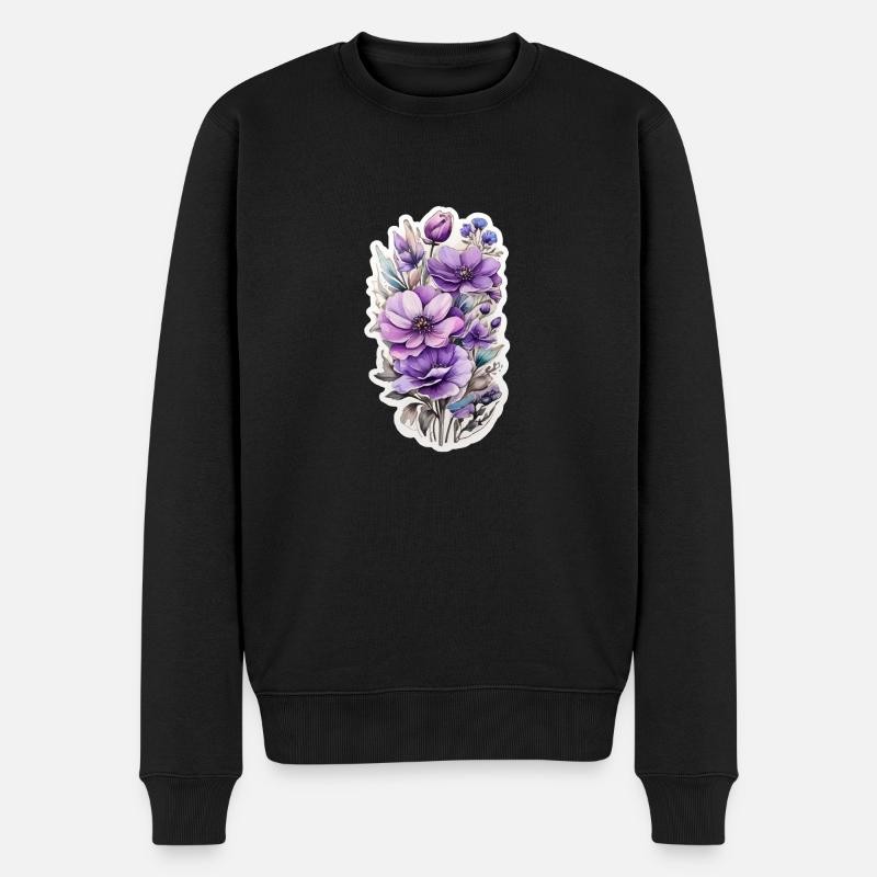 Blaue Wildblume - Männer Premium Bio Pullover - Schwarz