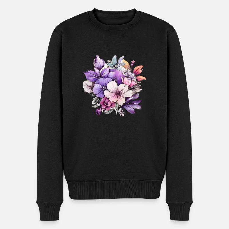 Blume - Männer Premium Bio Pullover - Schwarz