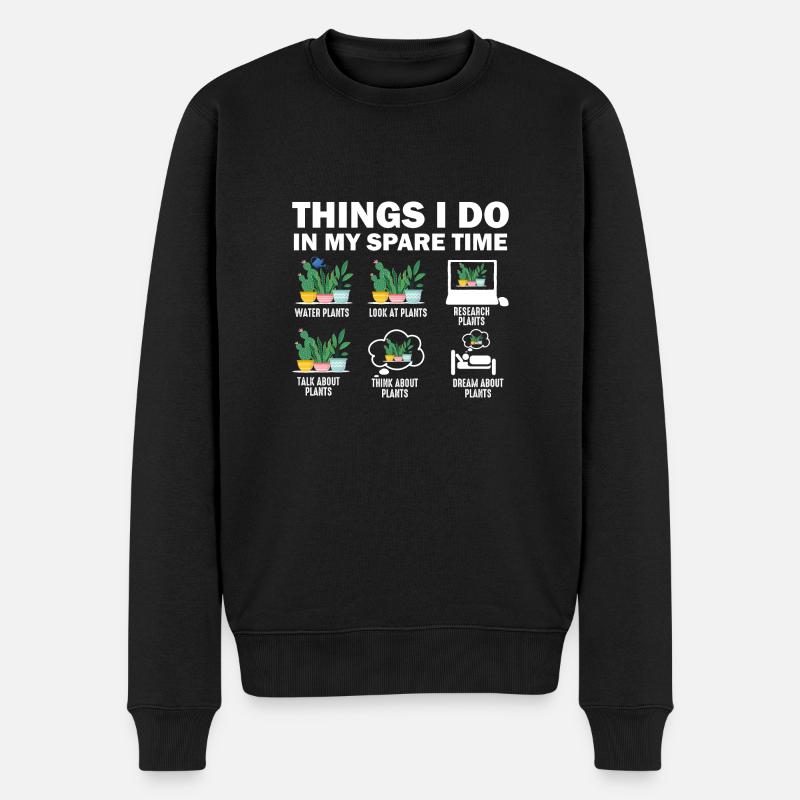 Ce que je fais pendant mon temps libre Plantes - Pull Premium bio Homme - noir