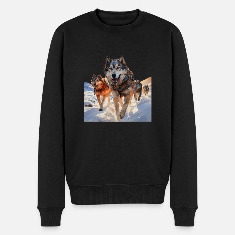Schlittenhunderennen sind ein beliebter Sport - Männer Premium Bio Pullover - Schwarz