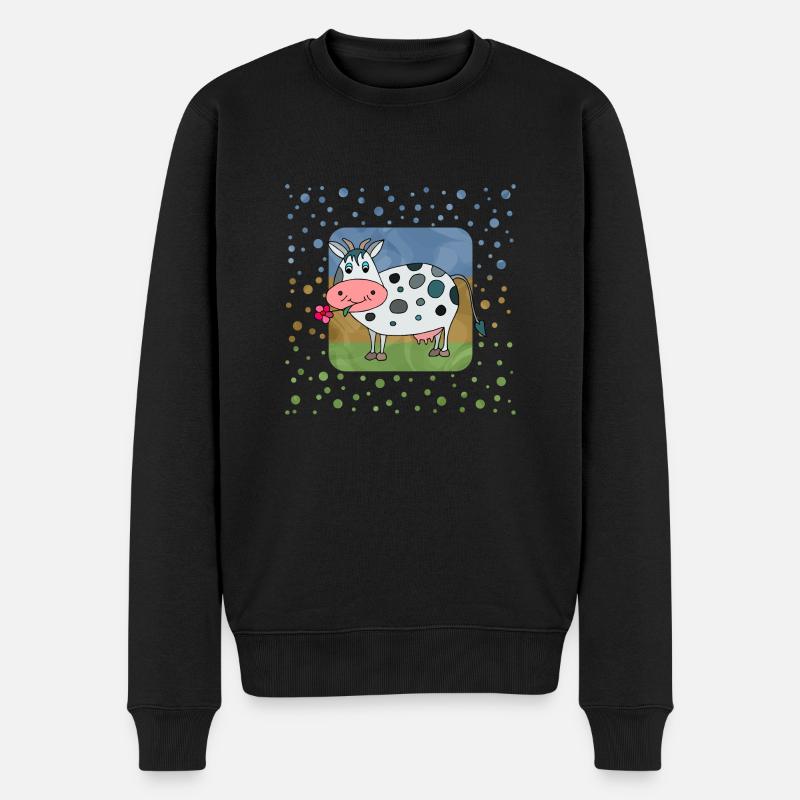 Kuh - Männer Premium Bio Pullover - Schwarz