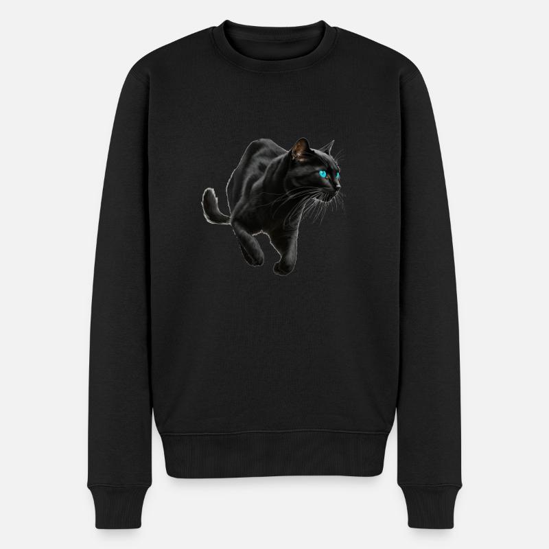 Schwarzer Panther , Schwarze Katze, Katzenbild - Männer Premium Bio Pullover - Schwarz