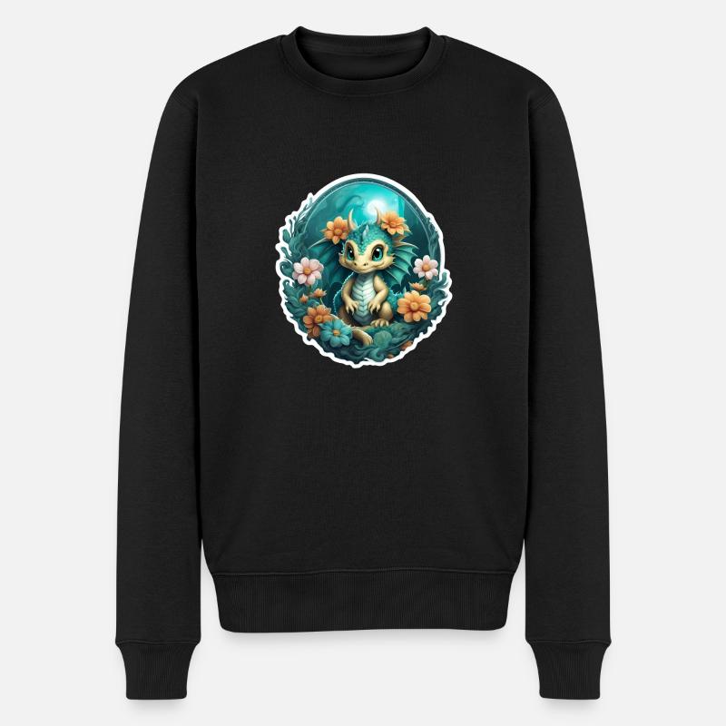 Drache - Männer Premium Bio Pullover - Schwarz