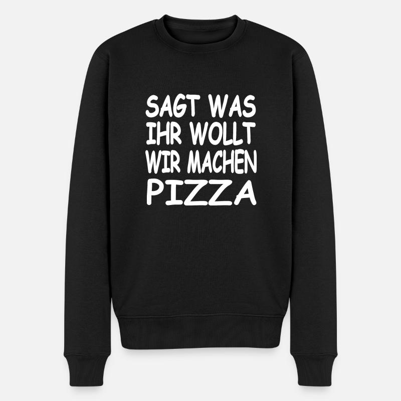 Pizza - Männer Premium Bio Pullover - Schwarz