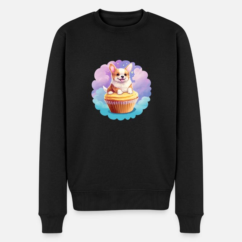 Cupcake-Corgi - Männer Premium Bio Pullover - Schwarz
