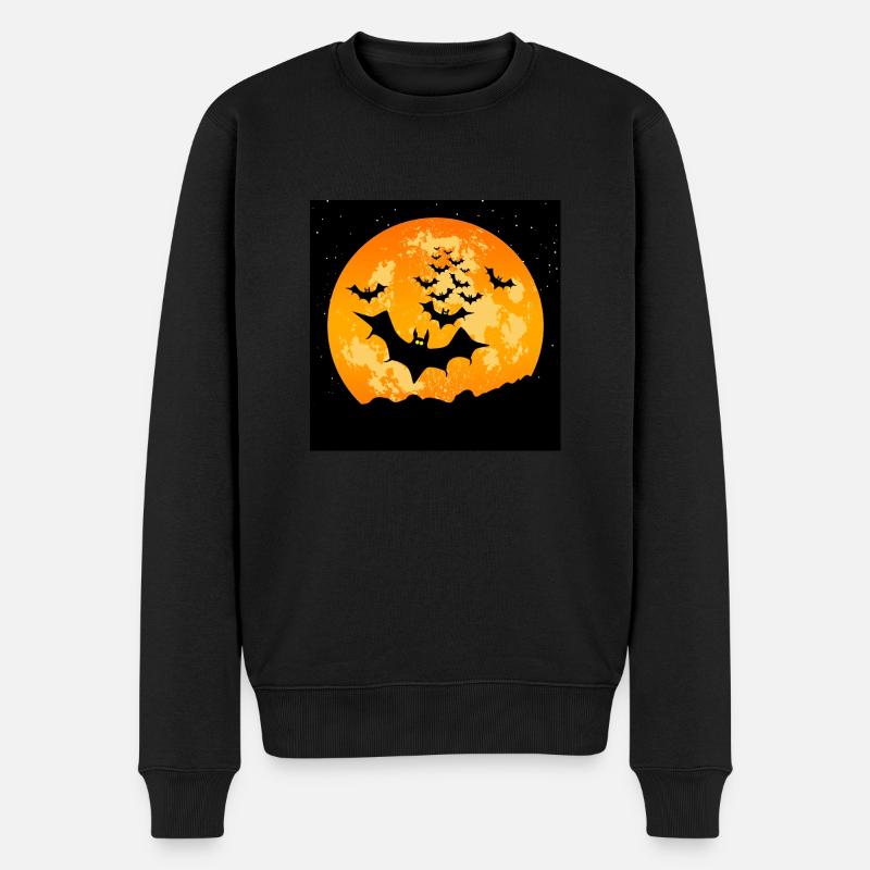 Halloween fliegende Fledermäuse - Männer Premium Bio Pullover - Schwarz