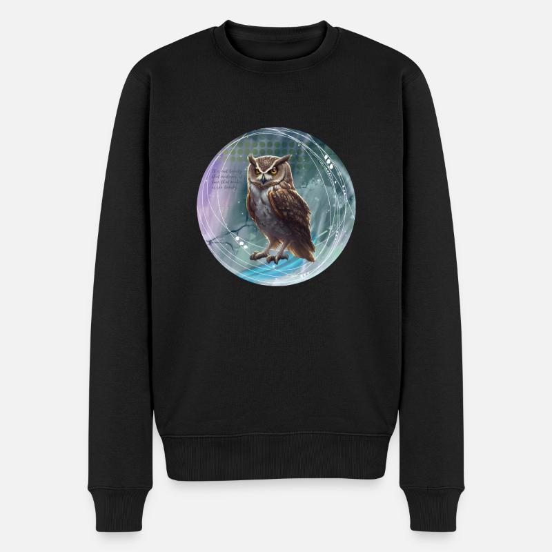Fabelhafte Eulenillustration magischem Hintergrund - Männer Premium Bio Pullover - Schwarz