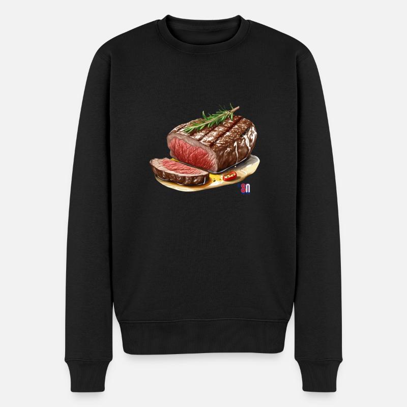 Steak - Männer Premium Bio Pullover - Schwarz