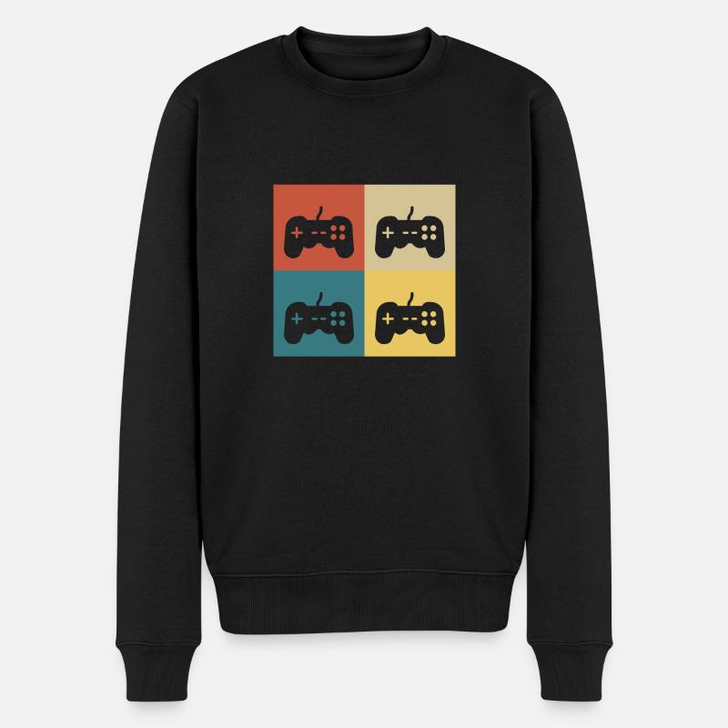 Retro-Vintage-Konsole - Männer Premium Bio Pullover - Schwarz