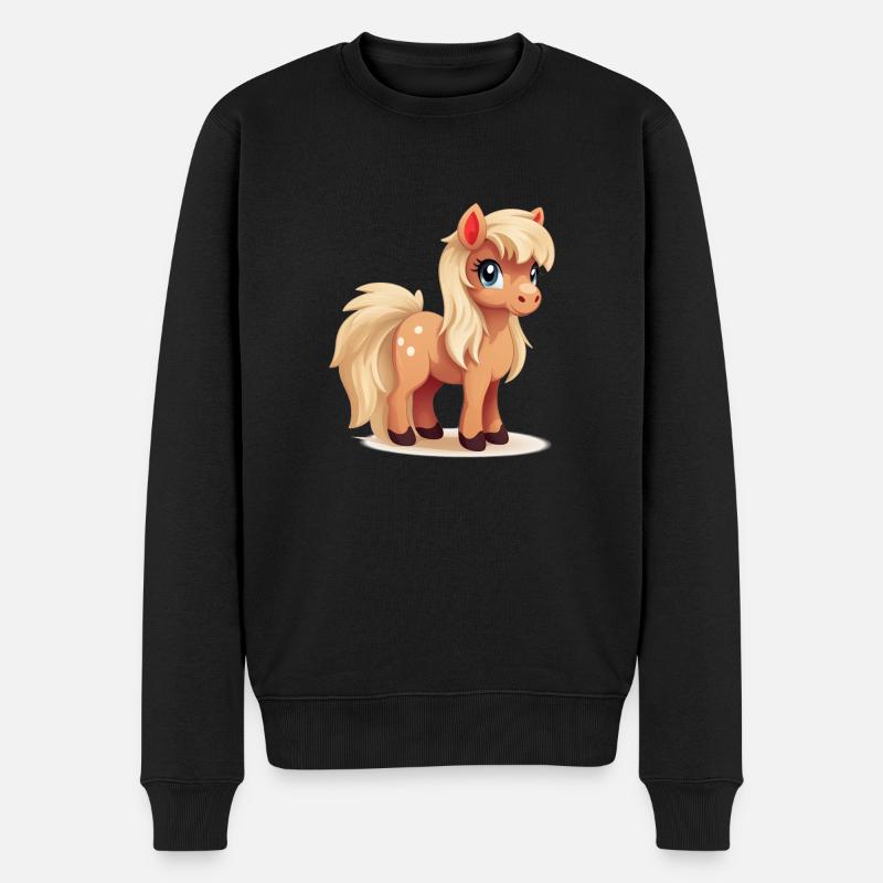 Haflingerliebe im Kawaii Stil - Männer Premium Bio Pullover - Schwarz