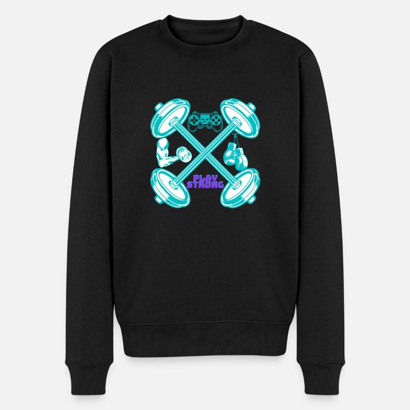 PlayStrong- gamer shirt - Männer Premium Bio Pullover - Schwarz