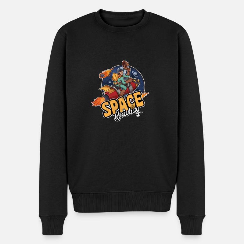 Space Cowboy Astronaut auf Rakete - Männer Premium Bio Pullover - Schwarz