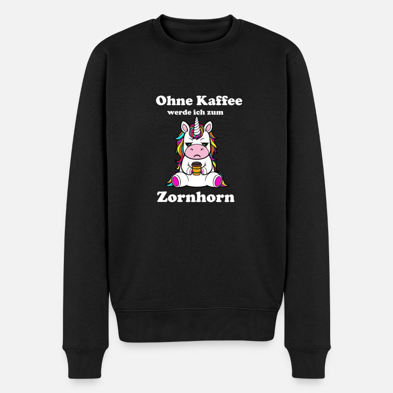 Ohne Kaffee werde ich zum Zornhorn - Männer Premium Bio Pullover - Schwarz