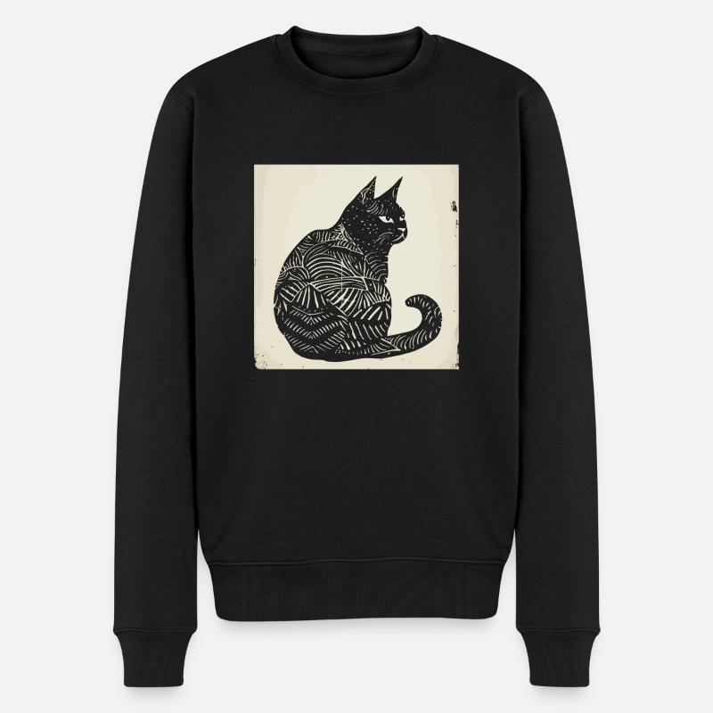 Chat noir chaton chaton Punt ronronner - Pull Premium bio Homme - noir