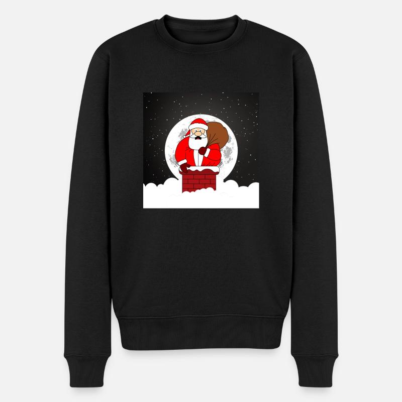 Weihnachtsmann unter Vollmond - Männer Premium Bio Pullover - Schwarz