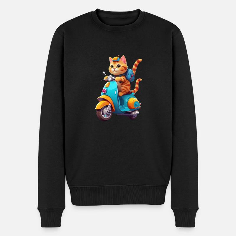 Cat Rides Scooter - Pull Premium bio Homme - noir