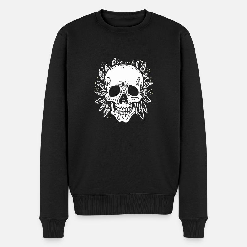 crâne dessiné blanc - Pull Premium bio Homme - noir