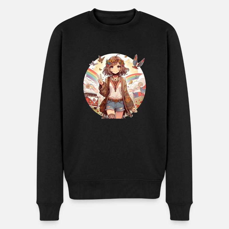 Manga Hippy Girl - Pull Premium bio Homme - noir