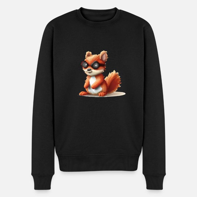 Pixou das Eichhörnchen - Männer Premium Bio Pullover - Schwarz