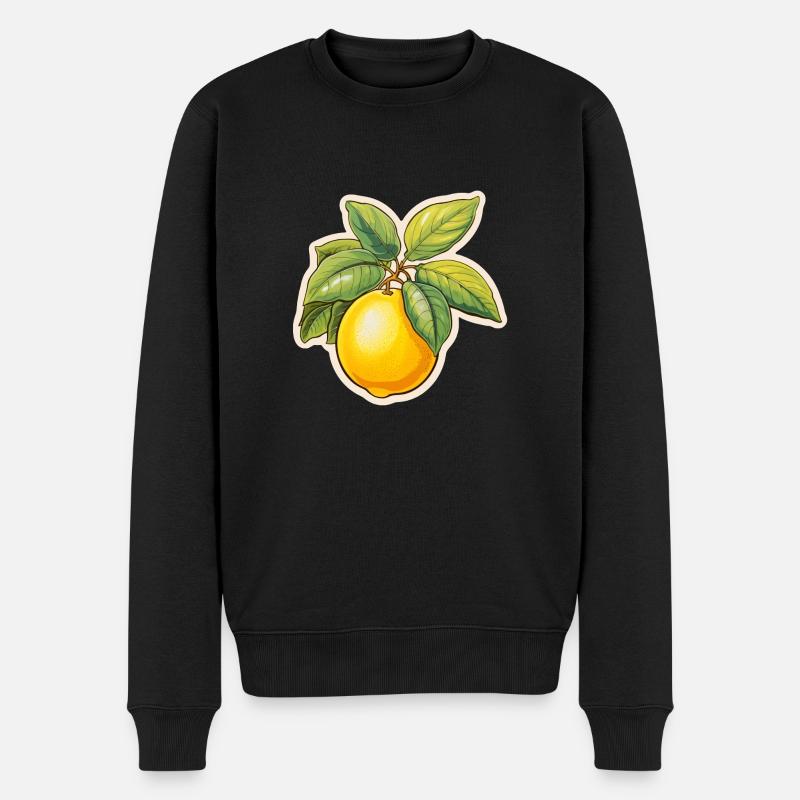 Citron avec feuille - Pull Premium bio Homme - noir
