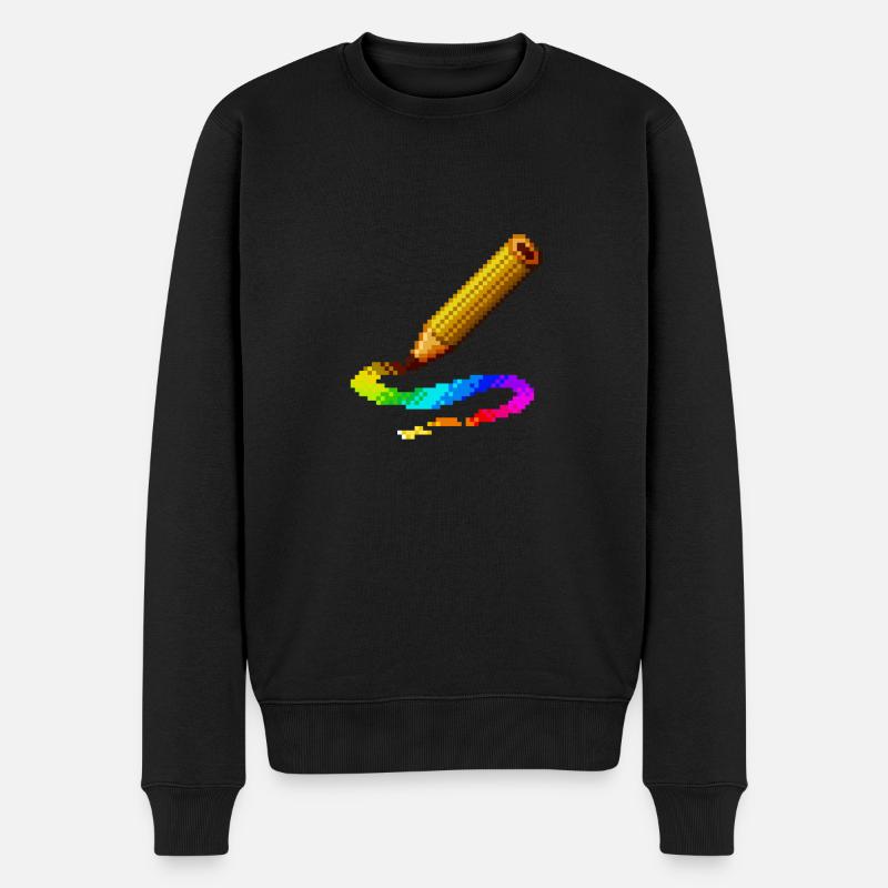 Regenbogen-Bleistift-Farb-Aktzeichnungsillustration - Männer Premium Bio Pullover - Schwarz