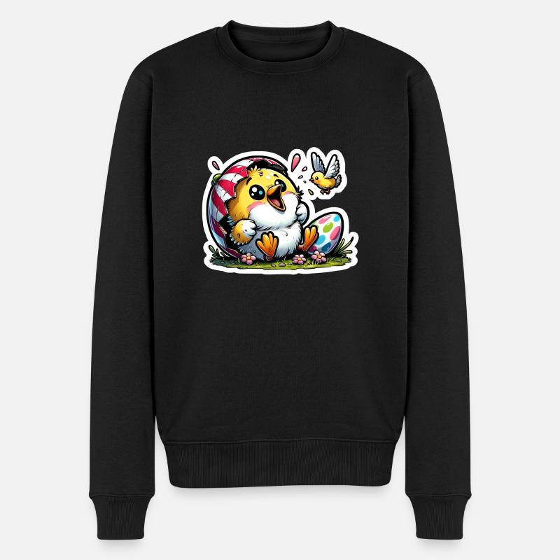 Osterküken fröhlich - Männer Premium Bio Pullover - Schwarz