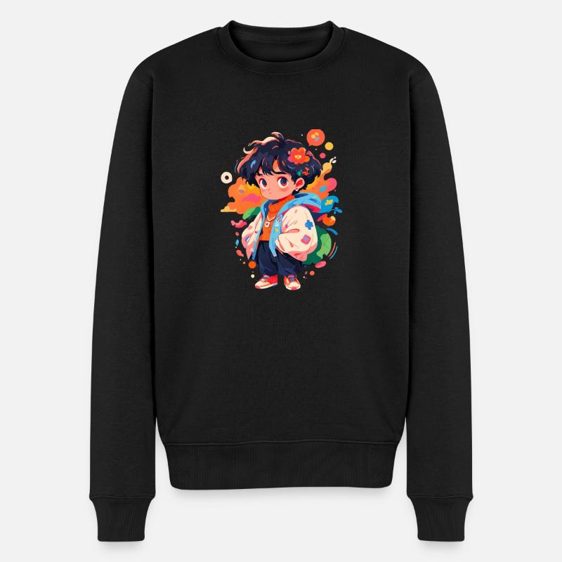 Manga Junge - Männer Premium Bio Pullover - Schwarz