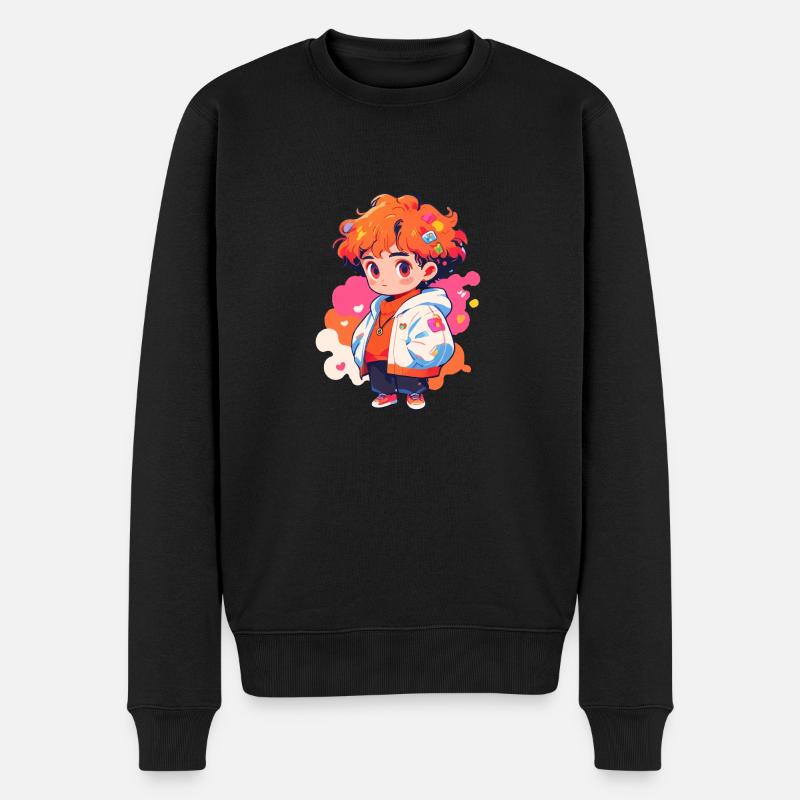 Manga Mädchen - Männer Premium Bio Pullover - Schwarz