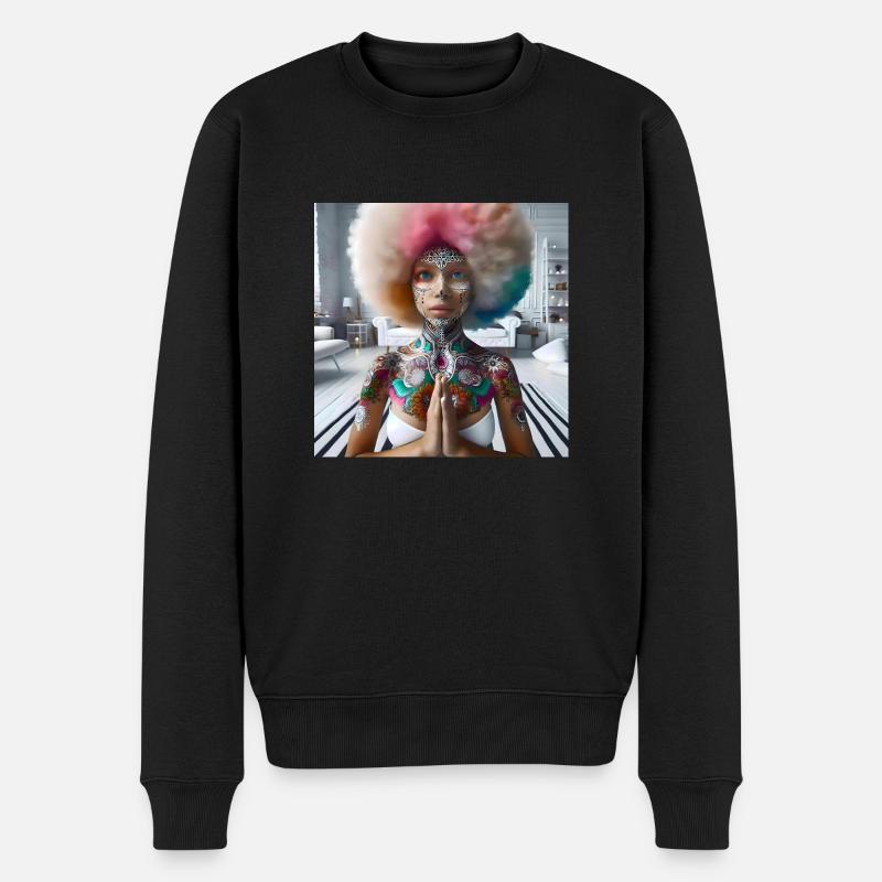 Afro Yoga - Männer Premium Bio Pullover - Schwarz
