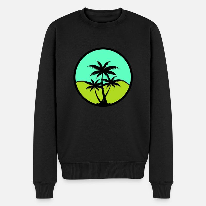 palmen - Männer Premium Bio Pullover - Schwarz