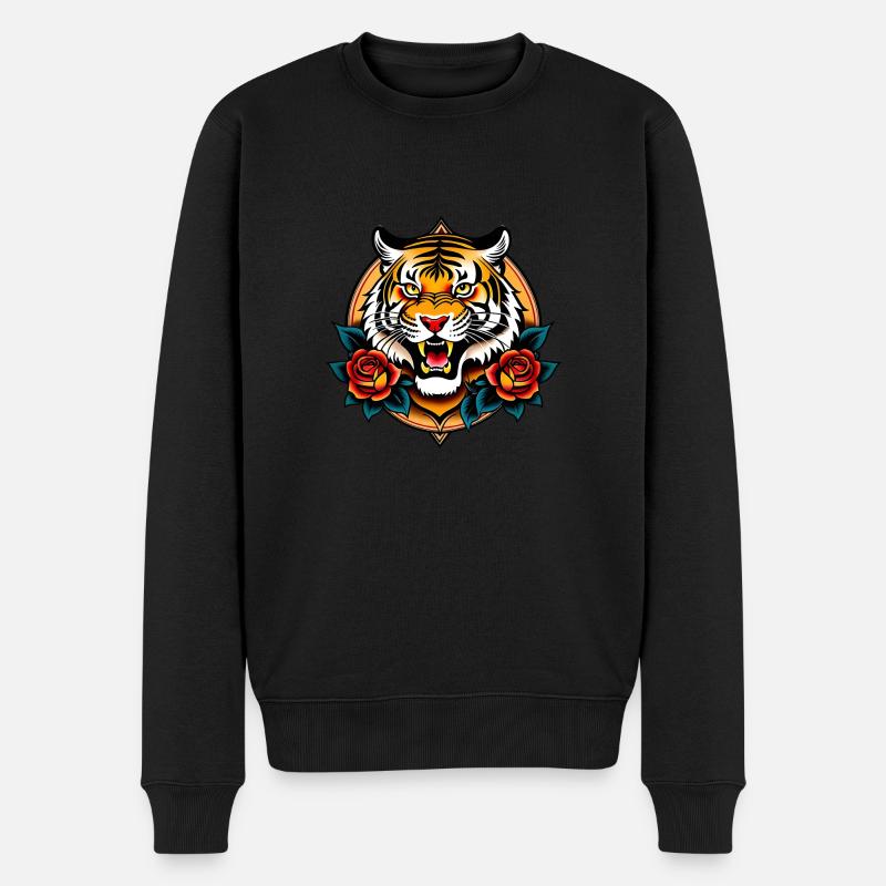 Wildes Tiger-Tattoo - Männer Premium Bio Pullover - Schwarz