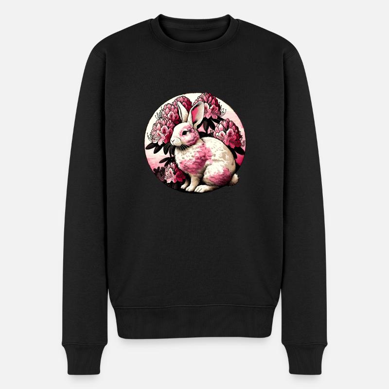 Hase Hase Rosa - Männer Premium Bio Pullover - Schwarz