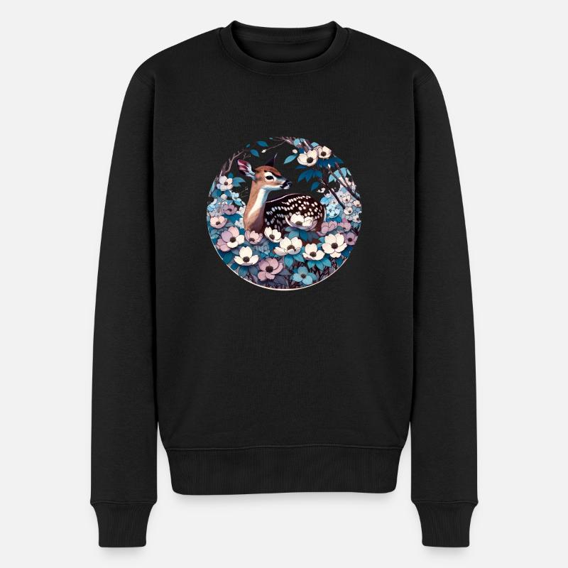 Rehkitz im Hartriegel - Männer Premium Bio Pullover - Schwarz