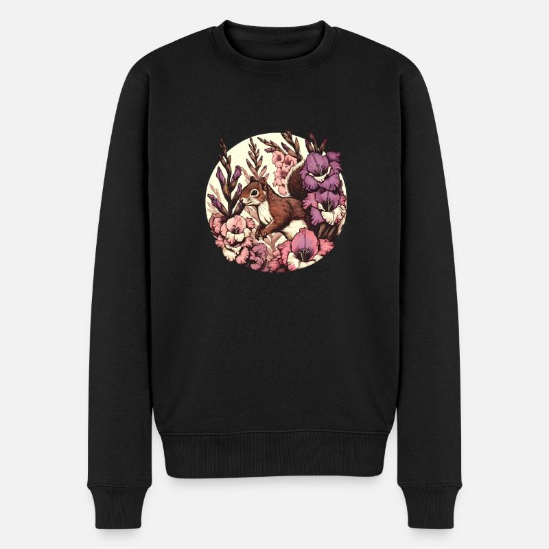 Gladiolen-Eichhörnchen - Männer Premium Bio Pullover - Schwarz