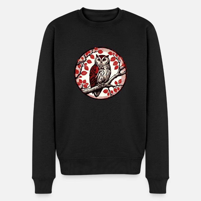 Eulen-Kunst - Männer Premium Bio Pullover - Schwarz