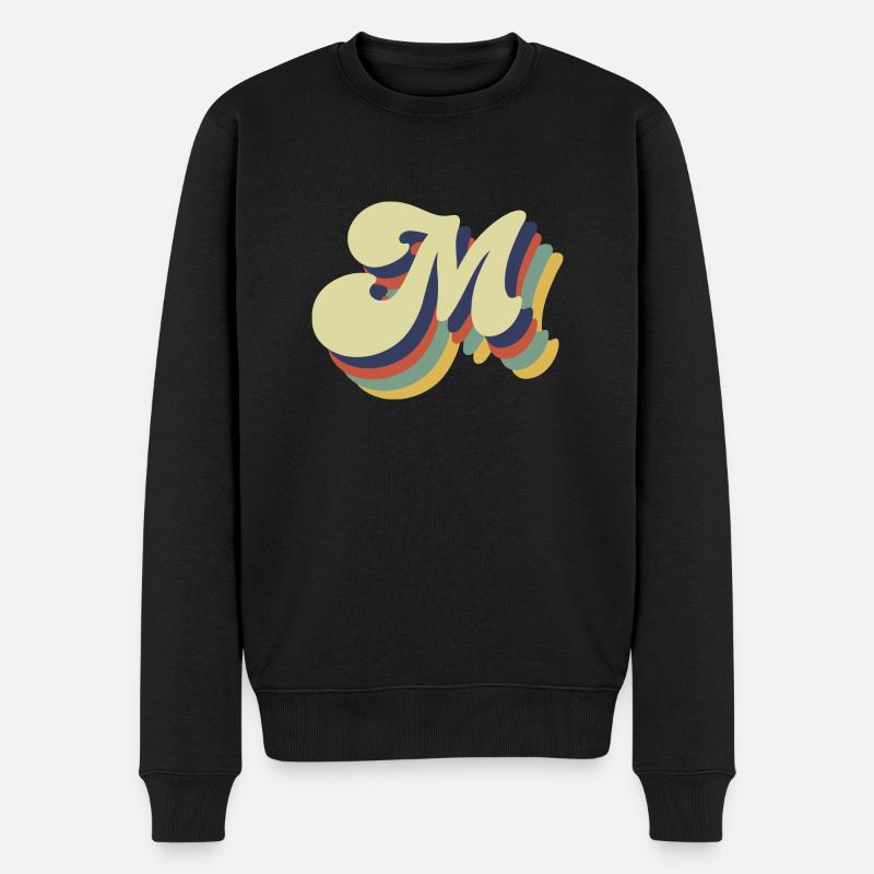 Lettre m rétro - Pull Premium bio Homme - noir