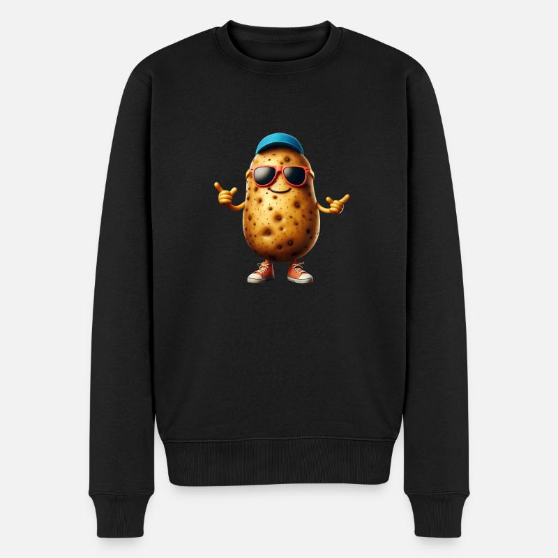 Coole Spud-Kartoffel - Männer Premium Bio Pullover - Schwarz