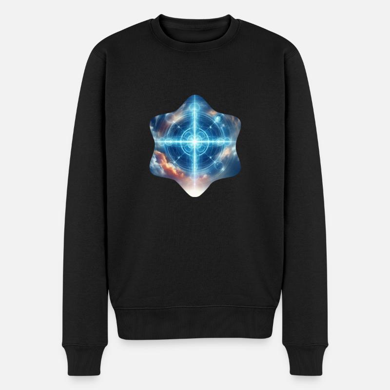 Göttliches blaues leuchten - Männer Premium Bio Pullover - Schwarz