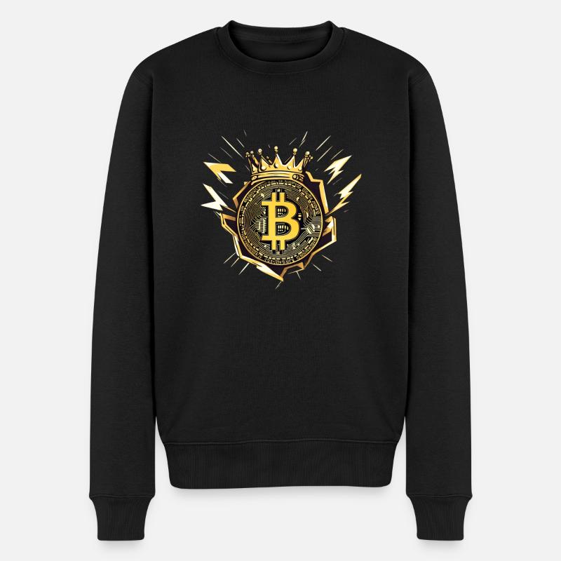 King Bitcoin mit Blitzen - Männer Premium Bio Pullover - Schwarz