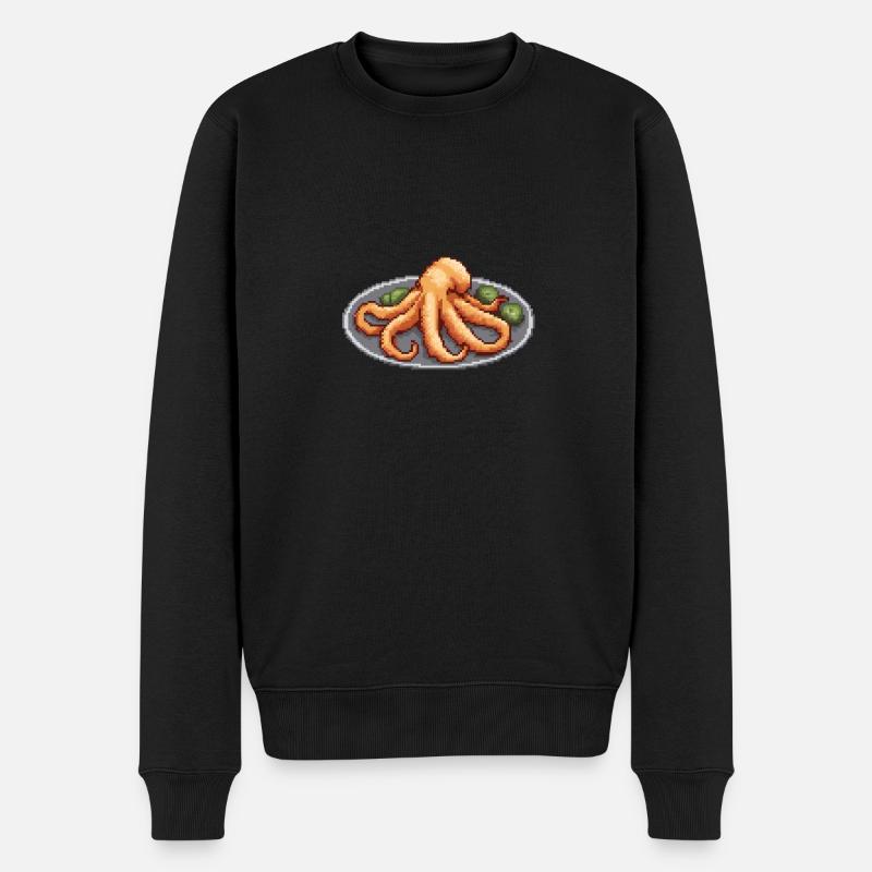 Octo-Pixel-Platte - Männer Premium Bio Pullover - Schwarz
