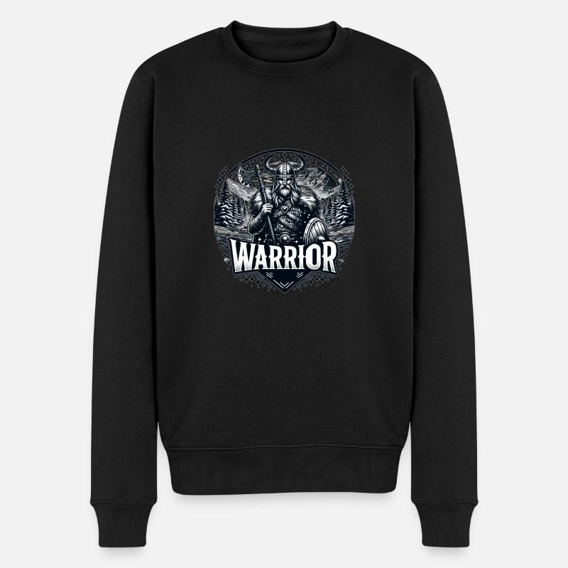 Geist des nordischen Kriegers - Männer Premium Bio Pullover - Schwarz