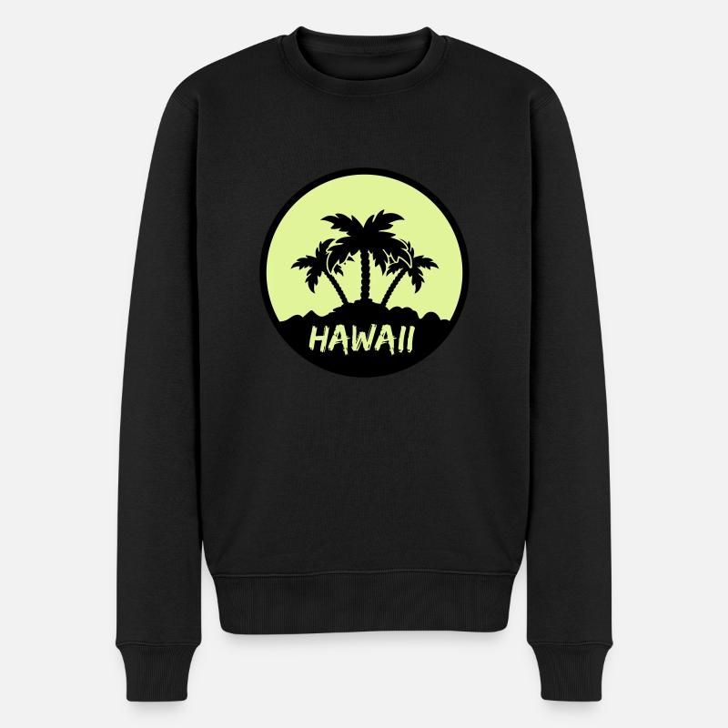 hawaii palmen - Männer Premium Bio Pullover - Schwarz