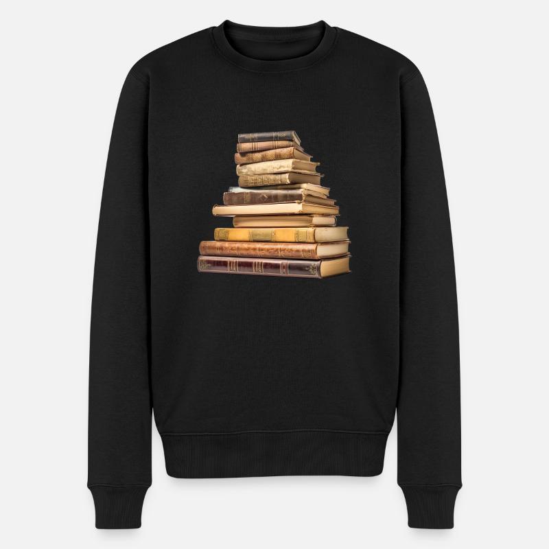 Bücher sind Wissensspeicher - Männer Premium Bio Pullover - Schwarz