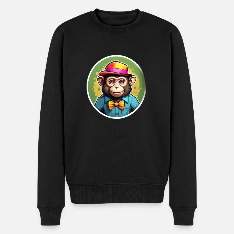 Affe Lustieg - Männer Premium Bio Pullover - Schwarz