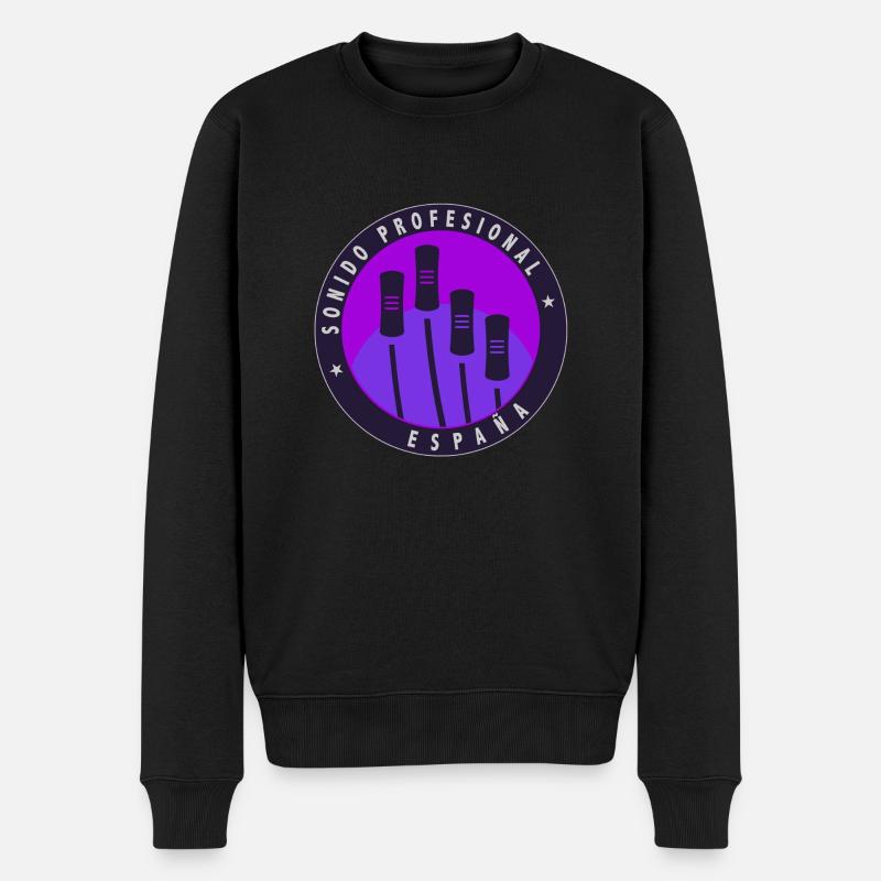 Logo mit violettem Hintergrund. - Männer Premium Bio Pullover - Schwarz