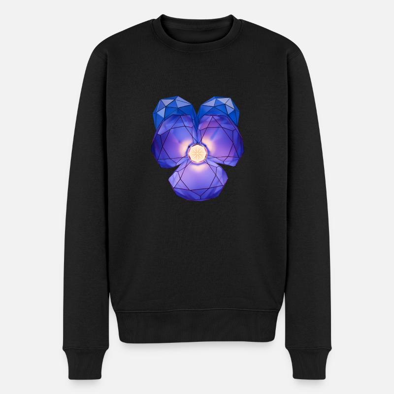 Violette Kristallblüte - Männer Premium Bio Pullover - Schwarz