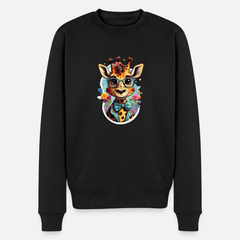 Lustige Coole Comic Giraffe - Männer Premium Bio Pullover - Schwarz
