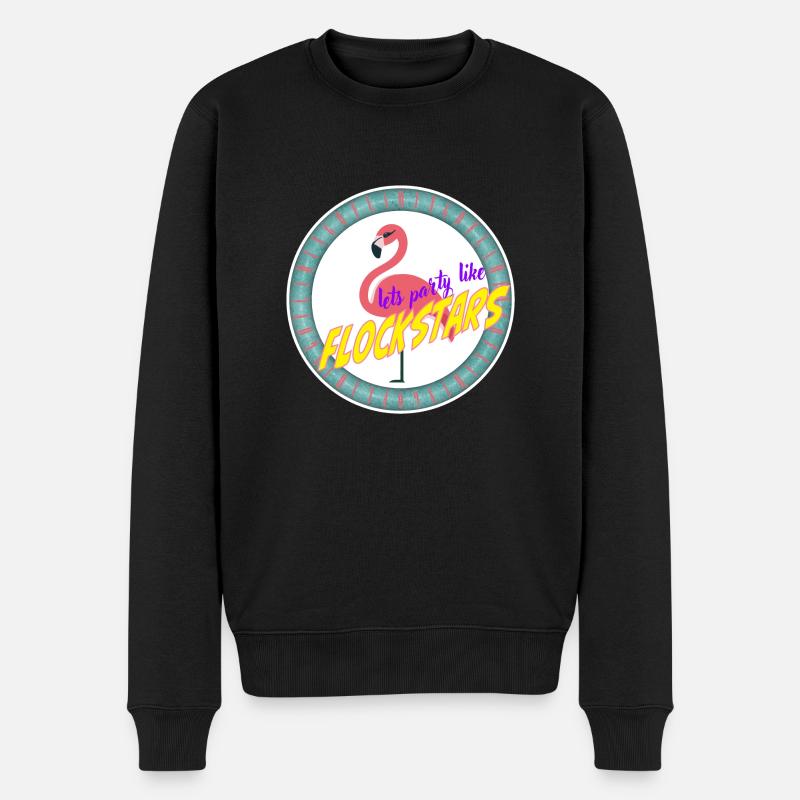 Flamingo - lets party like Flockstars - Männer Premium Bio Pullover - Schwarz