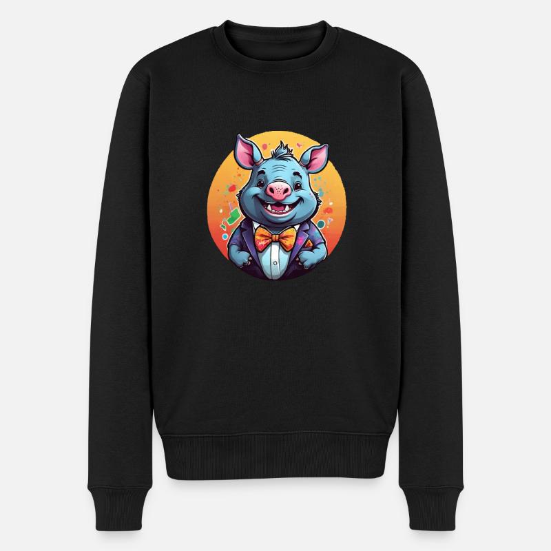 Hippopotame comique drôle - Pull Premium bio Homme - noir