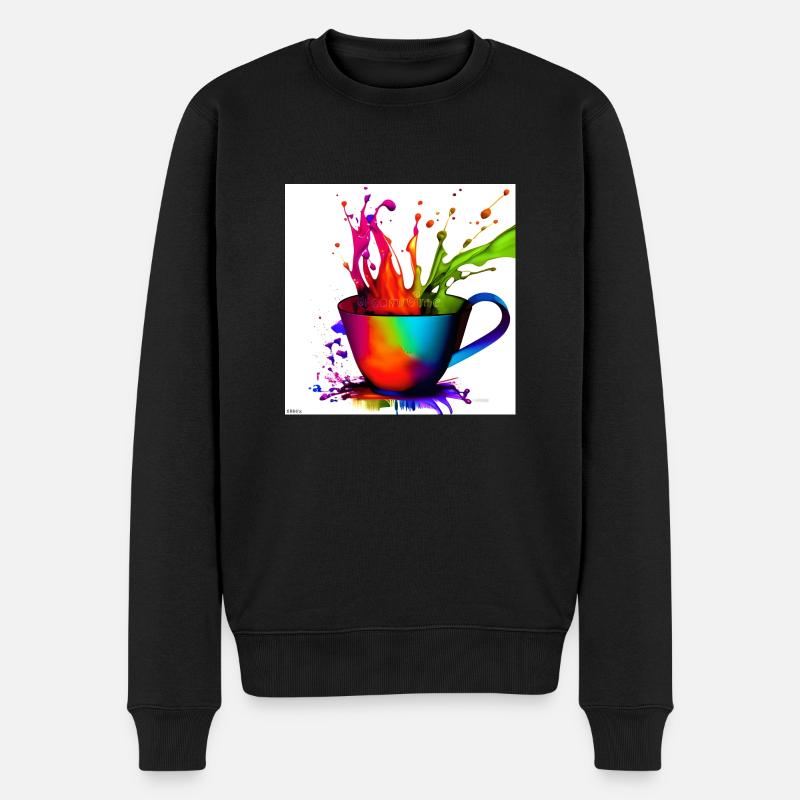 Kaffeetassen bunt 26 - Männer Premium Bio Pullover - Schwarz